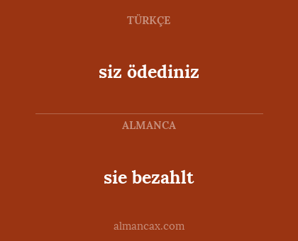 sie bezahlt - siz ödediniz
