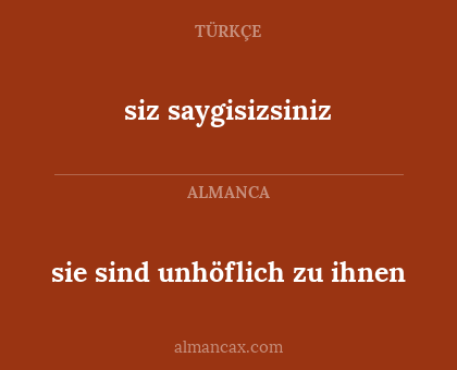 siz saygisizsiniz - sie sind unhöflich zu ihnen