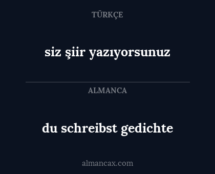 siz şiir yazıyorsunuz - du schreibst gedichte