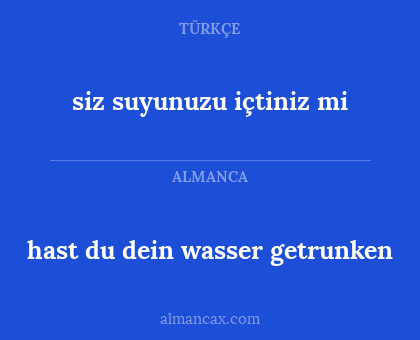 siz suyunuzu içtiniz mi - hast du dein wasser getrunken