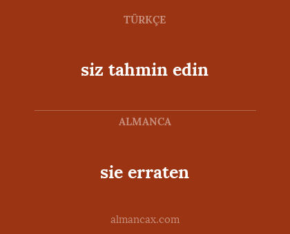 sie erraten - siz tahmin edin