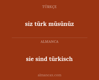 sie sind türkisch - siz türk müsünüz