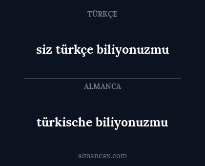 siz türkçe biliyonuzmu - türkische biliyonuzmu