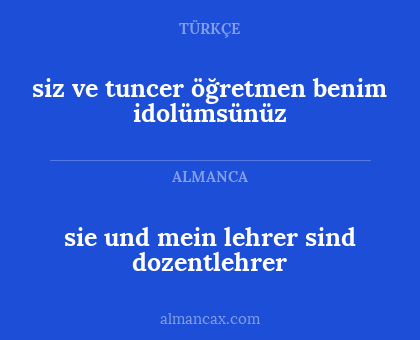 siz ve tuncer öğretmen benim idolümsünüz - sie und mein lehrer sind dozentlehrer