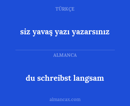 du schreibst langsam - siz yavaş yazı yazarsınız
