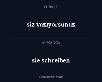 siz yazıyorsunuz - sie schreiben
