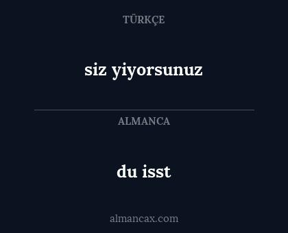 siz yiyorsunuz - du isst