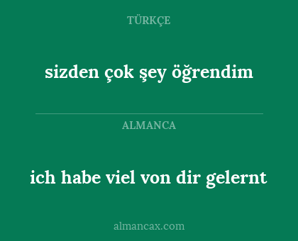 ich habe viel von dir gelernt - sizden çok şey öğrendim