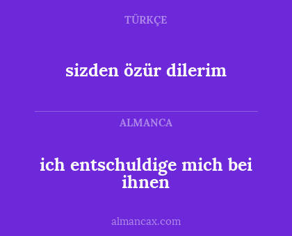sizden özür dilerim - ich entschuldige mich bei ihnen