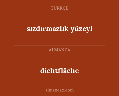 dichtfläche - sızdırmazlık yüzeyi