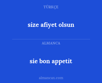 sie bon appetit - size afiyet olsun