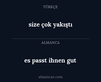 es passt ihnen gut - size çok yakıştı