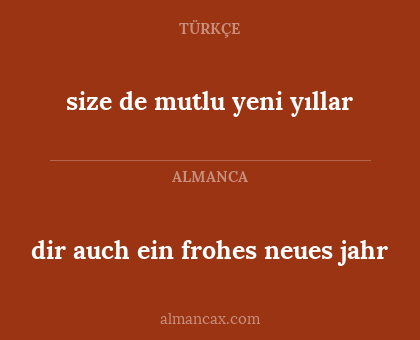 dir auch ein frohes neues jahr - size de mutlu yeni yıllar