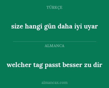 welcher tag passt besser zu dir - size hangi gün daha iyi uyar