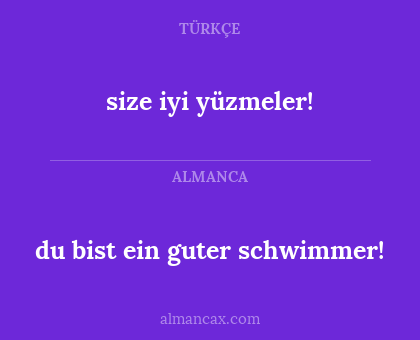 size iyi yüzmeler! - du bist ein guter schwimmer!
