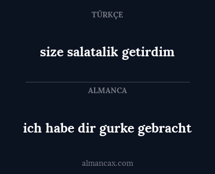 size salatalik getirdim - ich habe dir gurke gebracht
