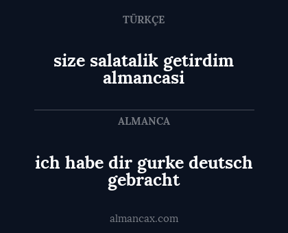 ich habe dir gurke deutsch gebracht - size salatalik getirdim almancasi