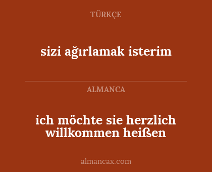 sizi ağırlamak isterim - ich möchte sie herzlich willkommen heißen