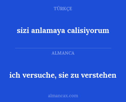 sizi anlamaya calisiyorum - ich versuche, sie zu verstehen