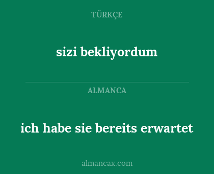 sizi bekliyordum - ich habe sie bereits erwartet