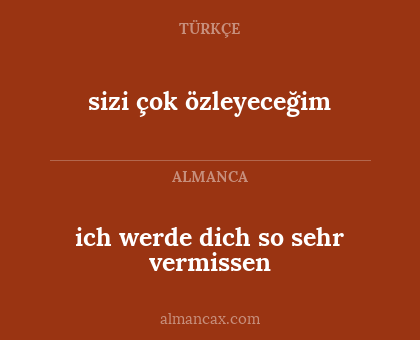 ich werde dich so sehr vermissen - sizi çok özleyeceğim