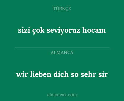 wir lieben dich so sehr sir - sizi çok seviyoruz hocam