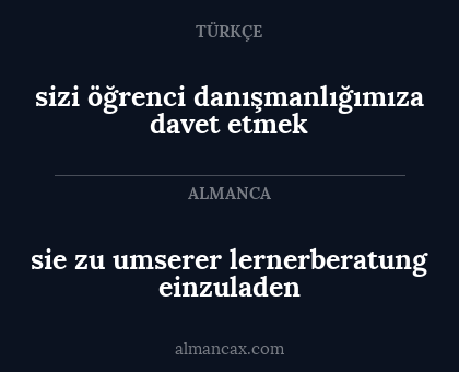 sie zu umserer lernerberatung einzuladen - sizi öğrenci danışmanlığımıza davet etmek