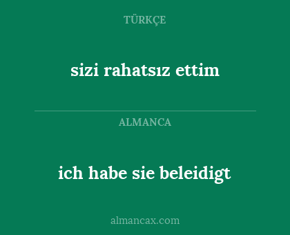 ich habe sie beleidigt - sizi rahatsız ettim