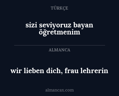 wir lieben dich, frau lehrerin - sizi seviyoruz bayan öğretmenim