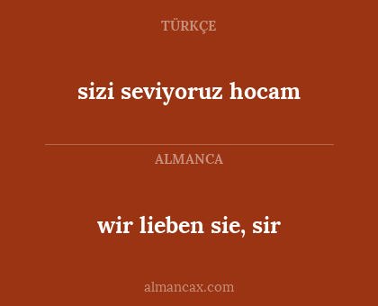wir lieben sie, sir - sizi seviyoruz hocam
