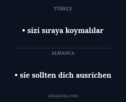 • sizi sıraya koymalılar - • sie sollten dich ausrichen