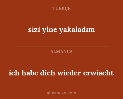 sizi yine yakaladım - ich habe dich wieder erwischt