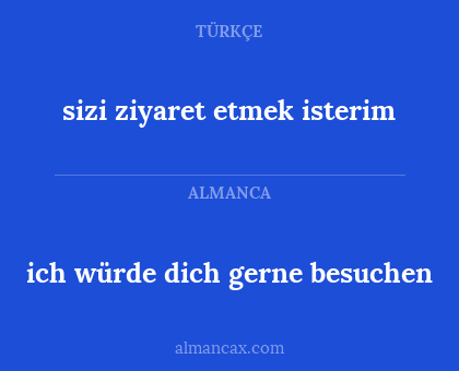 sizi ziyaret etmek isterim - ich würde dich gerne besuchen
