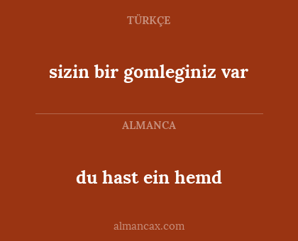 du hast ein hemd - sizin bir gomleginiz var