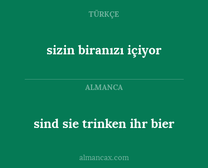 sind sie trinken ihr bier - sizin biranızı içiyor