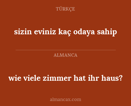wie viele zimmer hat ihr haus? - sizin eviniz kaç odaya sahip