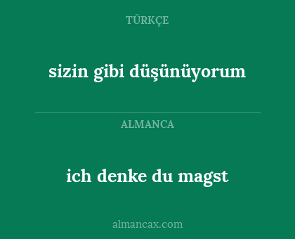 ich denke du magst - sizin gibi düşünüyorum