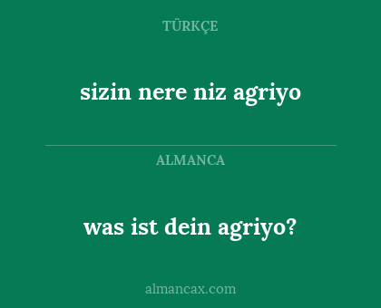 was ist dein agriyo? - sizin  nere niz agriyo