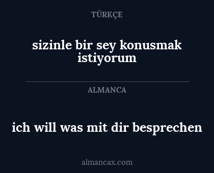 ich will was mit dir besprechen - sizinle bir sey konusmak istiyorum