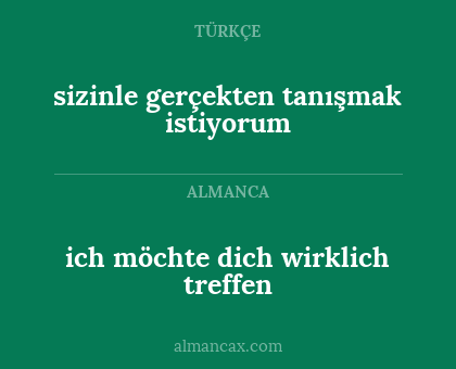 sizinle gerçekten tanışmak istiyorum - ich möchte dich wirklich treffen