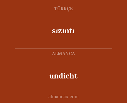 sızıntı - undicht