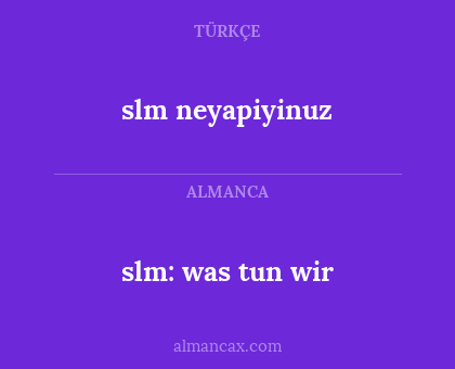 slm neyapiyinuz - slm: was tun wir