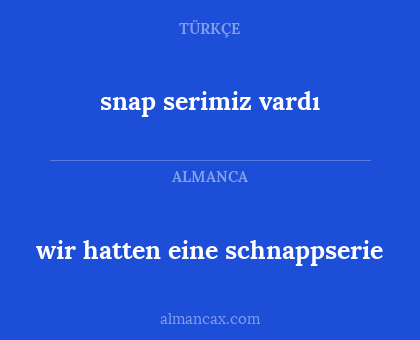 snap serimiz vardı - wir hatten eine schnappserie