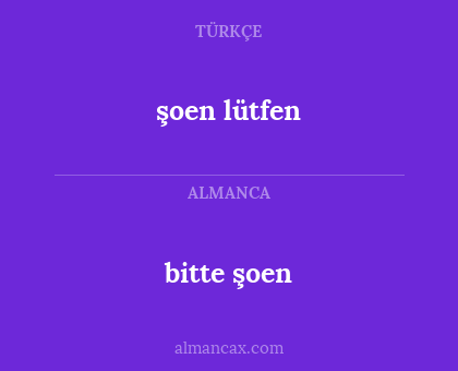 bitte şoen - şoen lütfen