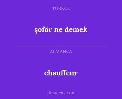 chauffeur - şoför ne demek