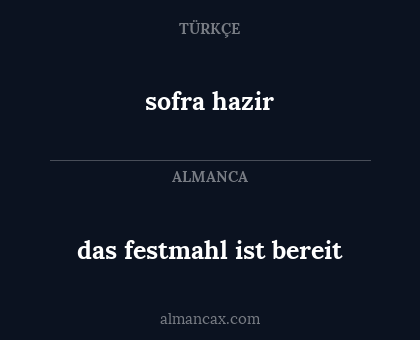 das festmahl ist bereit - sofra hazir