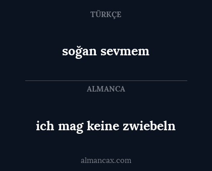 soğan sevmem - ich mag keine zwiebeln