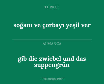 soğanı ve çorbayı yeşil ver - gib die zwiebel und das suppengrün
