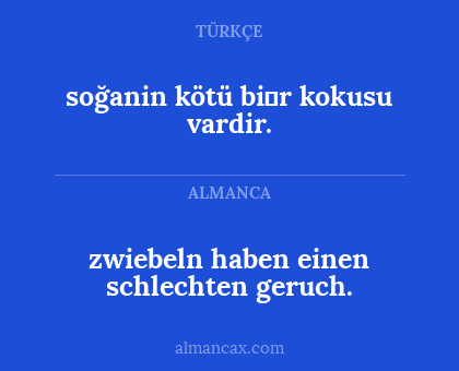 soğanin kötü bi̇r kokusu vardir. - zwiebeln haben einen schlechten geruch.