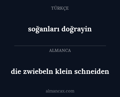 soğanları doğrayin - die zwiebeln klein schneiden